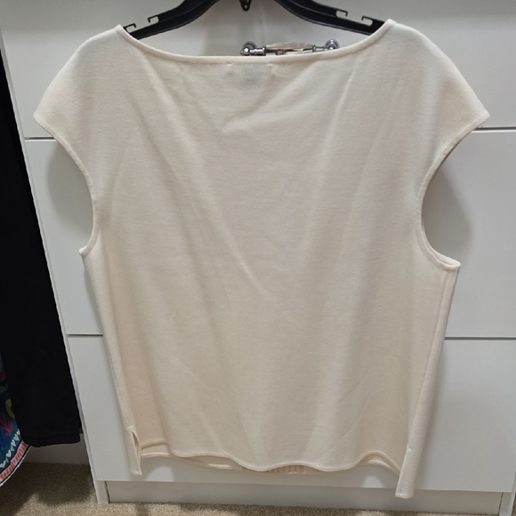 St. John Cream Knit Detail Blouse - Picture 3 of 3